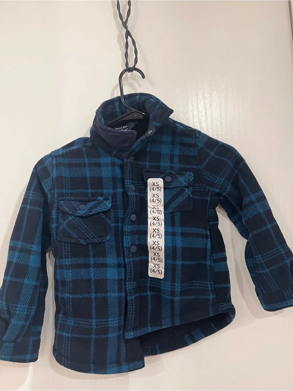 Blue and Navy Plaid Fleece Jacket With Soft Inside